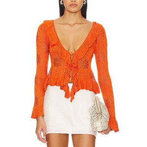 Asta Resort 'Vanessa' Orange Floral Cardigan Size L